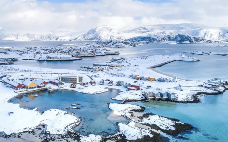 The islands and white beaches around Sommaroy west of Tromso